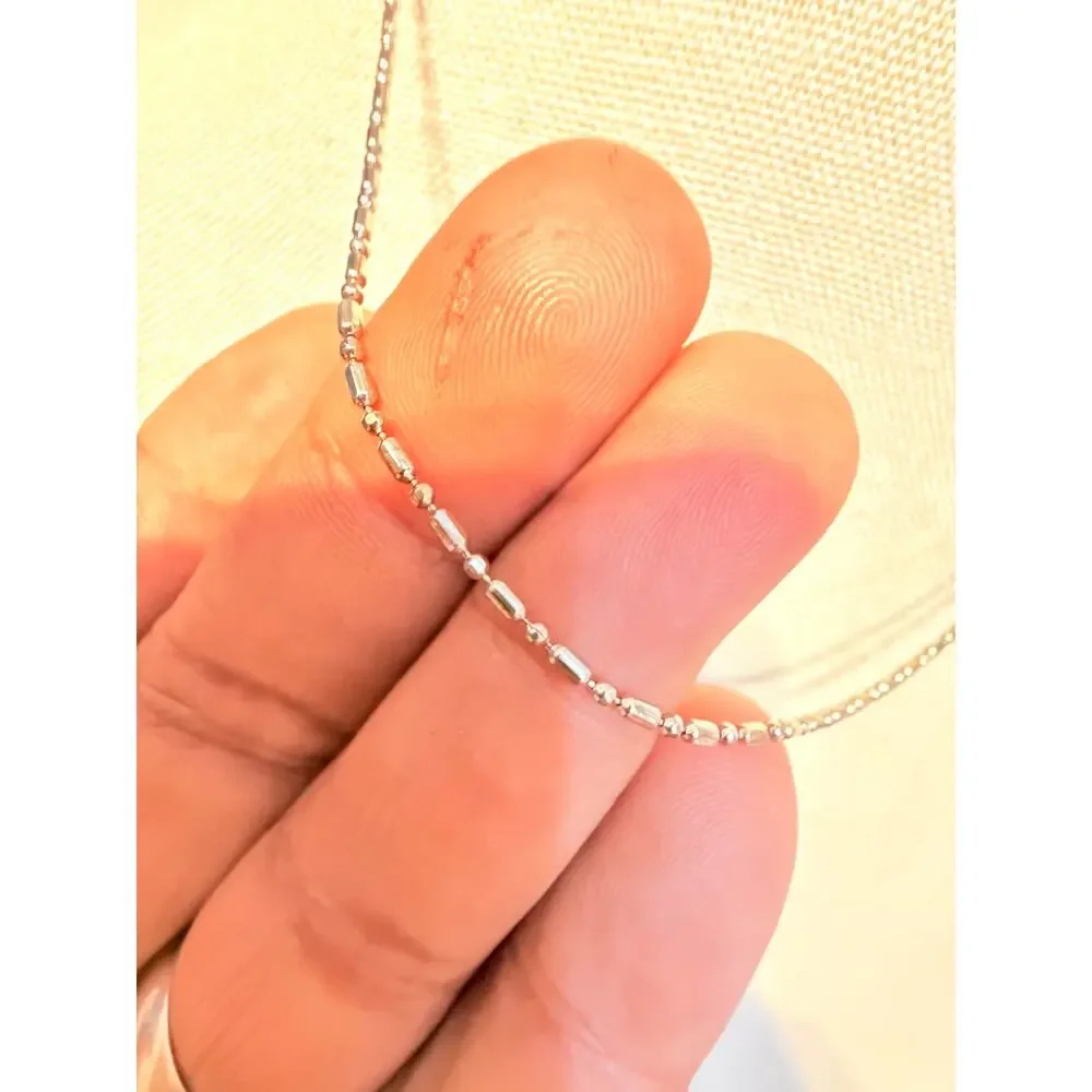 Vintage Silver Tone Beaded Chain Necklace 17”